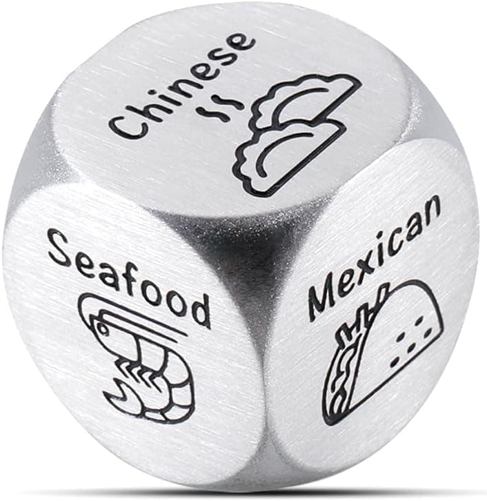 Anniversary Steel Gifts for Him Her Date Night Dice Gift for Boyfriend Girlfriend Wife Husband Couple Women Men Food Dice Decider Sweetest Day Birthday Wedding Valentines Christmas White Elephant
