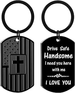 Valentines Day Gifts for Men Boyfriend Him Husband, Drive Safe Keychain for Birthday Christmas Fathers Day, Stocking Stuffers