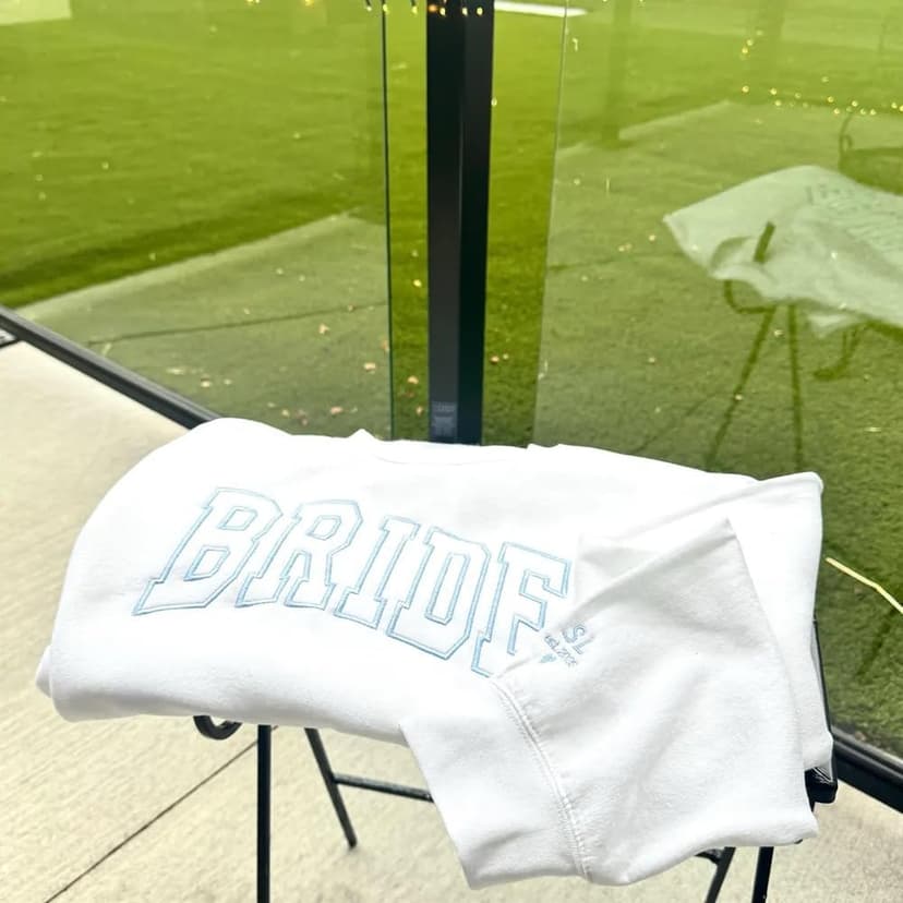 Personalized Embroidered Bride Sweatshirt, Custom Mrs. Last Name, Wedding Gifts For Bride, Bridal Shower, Bachelorette Party Gifts, Engagement Engaged Gift