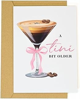 Espresso Martini Birthday Card-Funny Coffee & Cocktail Greeting Card for Women Best Friend Sister Daughter Wife-A Tini Bit Older Birthday Gift 21st 25th 30th (White-Tini)