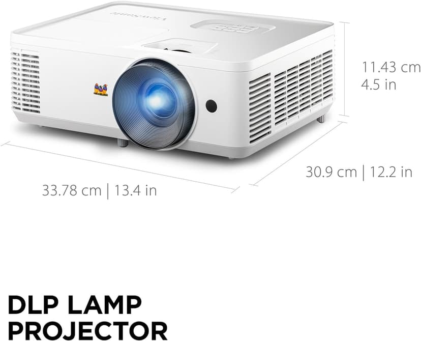 ViewSonic PA503HD 4000 Lumens High Brightness Projector with 1.1x Optical Zoom, USB, and HDMI inputs for Home and Office
