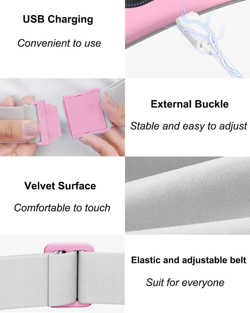 Electric Heating Pad, Portable Cordless Menstrual Heating Pad with 4 Heat Levels and 4 Massage Modes, Fast Large Heating Belly Wrap Belt for Cramps, Back Pain Relief Gifts for Women Girls Her (Pink)