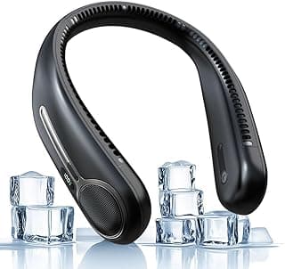 Portable Neck Fan,Gift Ideas,Personal Wearable Bladeless Fan,360° Cooling,LED Display,4-Speeds,6000mAh Rechargeable,Powerful Wind,Outdoor Travel Camping,Birthday Gifts for Men Women Dad Mom (Black)