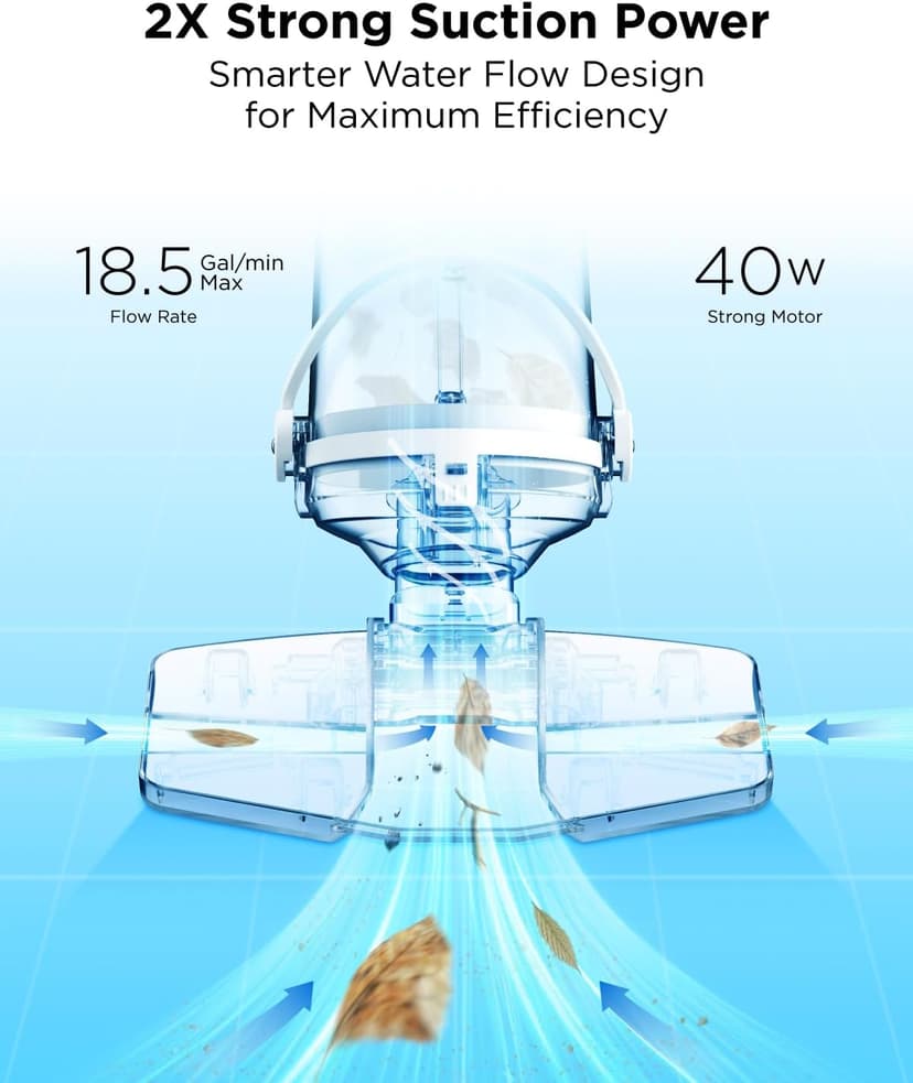 InoKraft Pool Vacuum for Above Ground Pool, Cordless Handheld Pool Vacuum for Inground Pools, Rechargeable Pool Cleaner with Powerful Suction up to 18.5 gallons/min, Ideal for Leaves, Debris, Blue