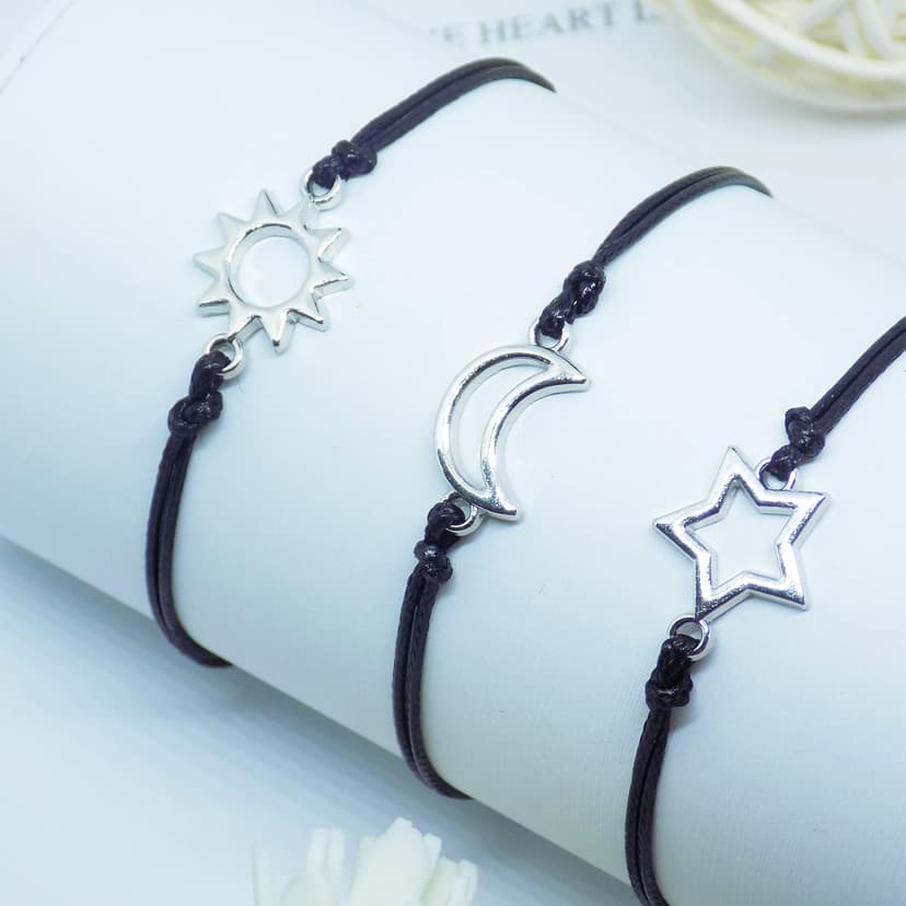 HOHOTANG Best Friend Bracelets for 3, Friendship Bff Matching Heart Bracelet for Women, Trio Bracelets Adjustable Birthday Jewelry Gifts for Best Friends