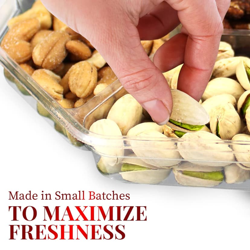 Holiday Nuts gift Basket - Delicious Mixed Cravings Gourmet Collection, Features 7 Sectional Platter with Freshly Roasted Nuts, Christmas Gift Basket for Men and Women.