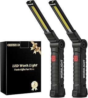Coquimbo Christmas Stocking Stuffers White Elephant Gifts for Adults Men Him Dad, Rechargeable LED Work Light BBQ Grill Accessories Magnetic Flashlight, Mechanic Light Tools Mens Gifts (2 Pack Black)