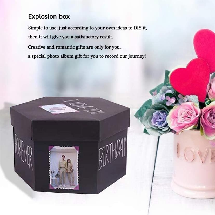 Explosion DIY Gift Set, Exploding Love Box for Couples, Sentimental Gift for Wedding, Birthday Party, Boyfriend, Girlfriend, Scrapbook Style Photo Album, Memory Box
