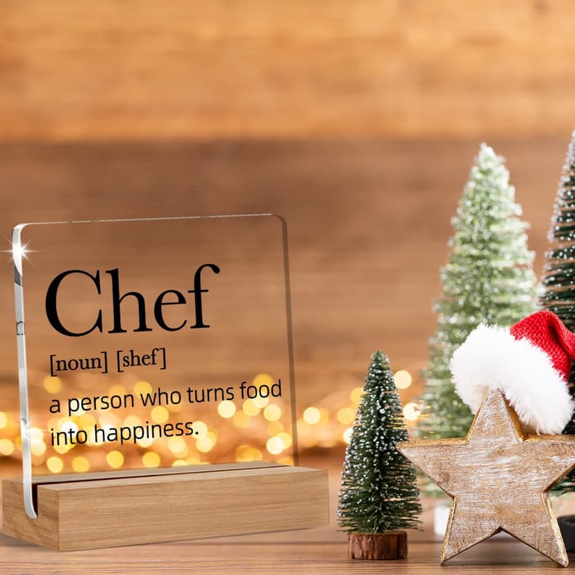 Chef Gifts for Men Women, Chef Definition Gift, Gifts for Chefs, Home Kitchen Decor, Desk Decor Acrylic Sign, 4 x 4 Inches