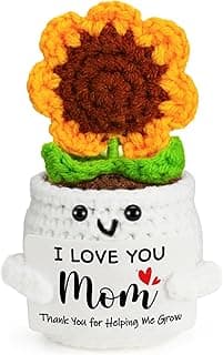 MBL Gifts for Mom Mothers Birthday - Mom I Love You, Handmade Funny Cute Crochet Sunflower for Mother Mama Mommy Birthday Mother’s Day Christmas Stocking Stuffers Present from Daughter Son