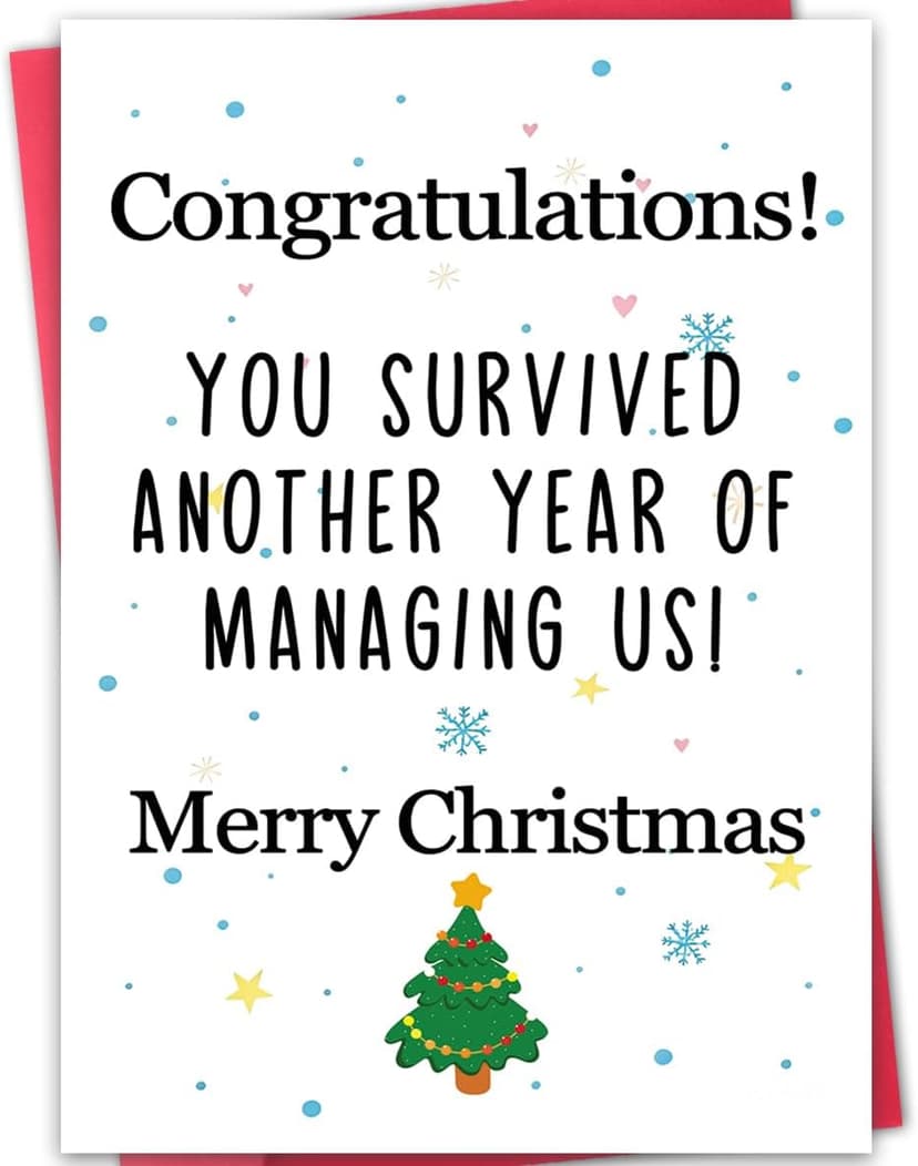 Funny Boss Christmas Card, Boss Christmas Gifts with Premium Envelope, 8x5.3 Inches