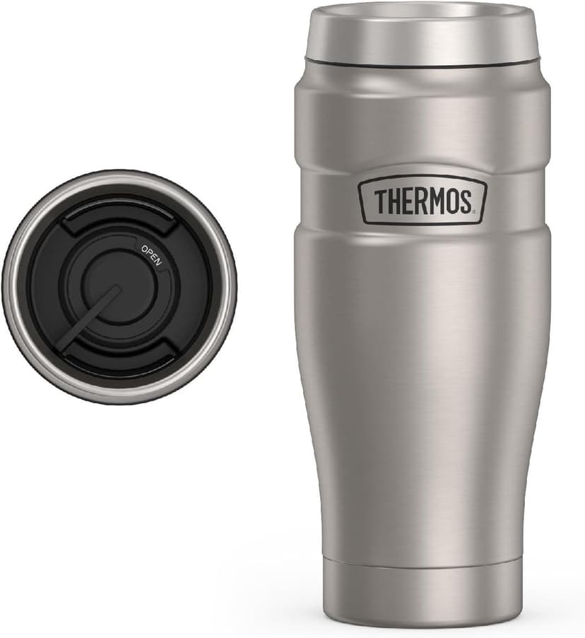 THERMOS Stainless King Vacuum-Insulated Travel Tumbler, 16 Ounce, Matte Steel