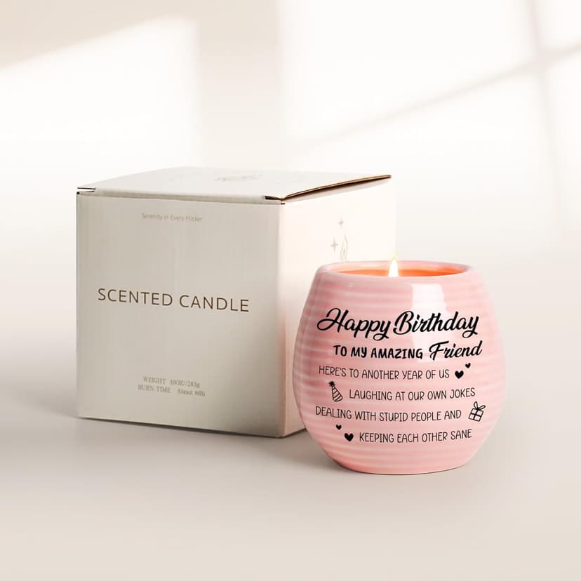 Happy Birthday Gifts for Women - Funny Best Friend Friendship Birthday Gifts for Women Bestie BFF Coworker Classmate - 10oz Lavender Scented Soy Wax Candle