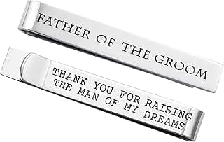 Father of the Bride and Groom Gifts - Wedding Tie Clips for Groomsmen From the Bride - Stainless Steel Tie Bars