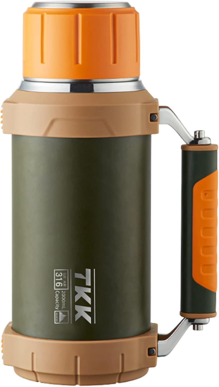 Large Coffee Vacuum for Hot Drinks Stainless Steel 2QT 64oz Insulated Bottle With Cup Handle Keeps Liquids Hot And Cold For Up To 24 For Outdoor Gathering Camping
