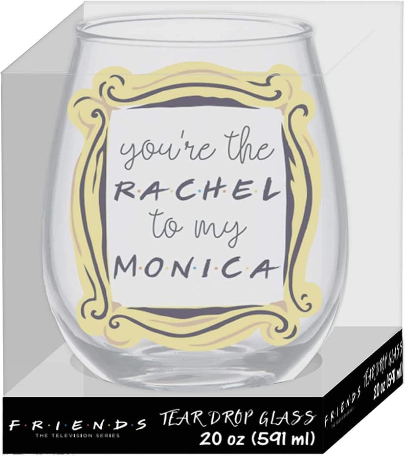 Silver Buffalo Friends You’re the Rachel to My Monica Stemless Wine Glass, 20 Ounces