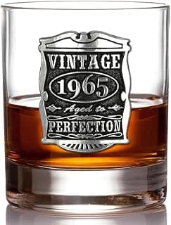 English Pewter Company Vintage Years 1965 60th Birthday or Anniversary Old Fashioned Whisky Rocks Glass Tumbler - Unique Gift Idea For Men [VIN002]