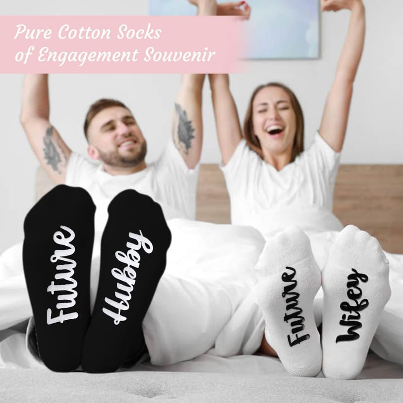 Engagement Gifts for Couples, Cool Wine Engaged Tumbler Gift Set Newly Presents for Women his and her him Fiance Fiancee Friend, Girlfriend Boyfriend Ideas with Straws, Socks, Candle & Greeting Card