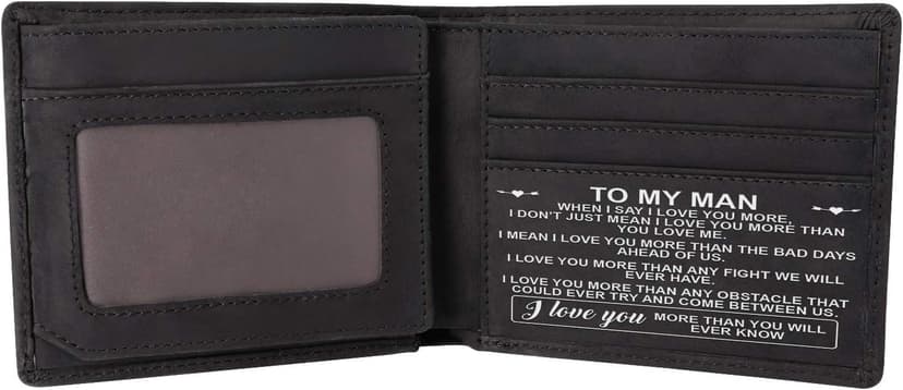 Kenon Personalized Leather Wallet For Man, Engraved RFID Blocking Bifold Stylish Black Wallet For Man Valentines Birthday Christmas Gifts