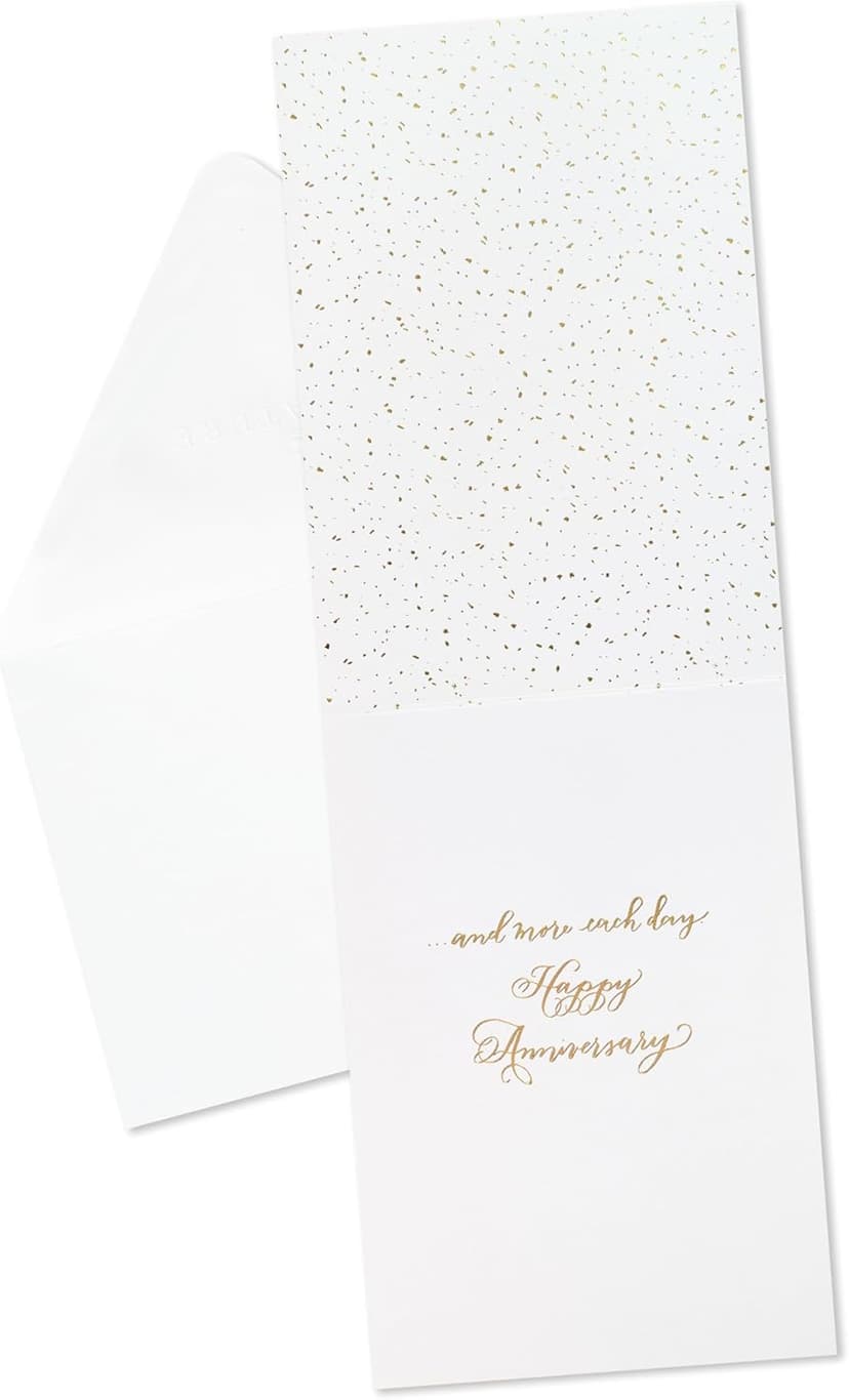 Hallmark Signature Anniversary Card (Gold and Woodgrain, Love You More) for Husband, Wife, Partner, Spouse