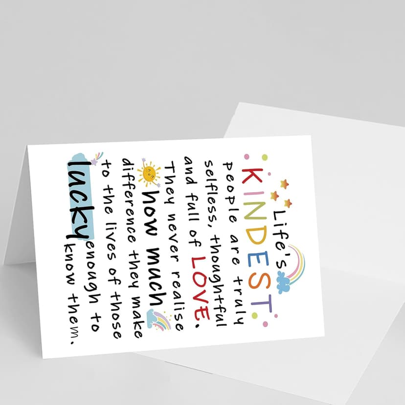 YiKaLus Cute Appreciation Card for Kindest Person, Great Thank You Card with Envelope for Women Men, Sweet Friendship Gift for Friends Classmates, Best Thank You Gift Ideas for Mom Dad