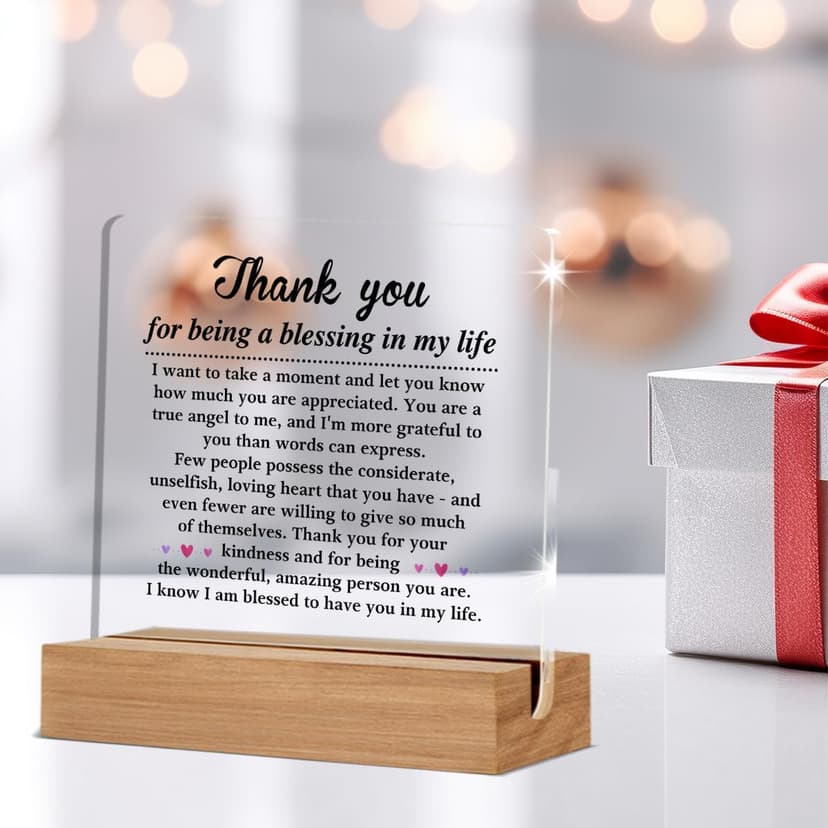 Thank You Gifts for Women Men Friends Besties, Special Appreciation Gifts, Thank You for Being A Blessing in My Life Home Office Decorative Signs Plaque for Desk