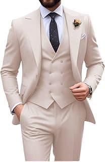 Mens Suit Slim Fit 3 Piece Double Breasted Suit Men Formal Tuxedo Set Casual Wedding Prom Groom Suits