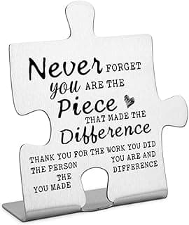 Thank you Appreciation gifts for Mentor Teacher Nurse, Going Away Gift Retirement Gift for Coworker Boss, Never forget you are the Piece that Made the Difference, Funny Office Desk Decor