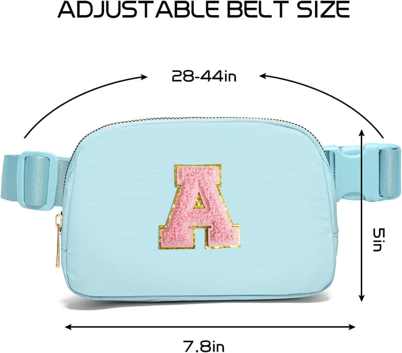 Gitus Gifts for 7 8 9 10 11 Year Old Girls Belt Bag Fanny Pack Crossbody Bags with Initial Letter Patch Birthday Gifts for Daughter Sister Friends Teen girls (Icing Blue-A)