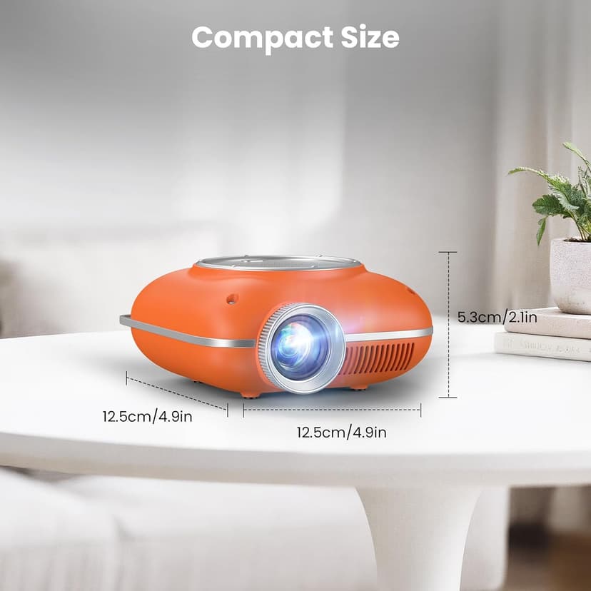 Mini Projector with Two -Way Bluetooth, Portable Projector for Home Theater Use, Support 1080P for Outdoor Projector/Movie Projector Compatible with HDMI, USB, Laptop, TV Stick (Orange)