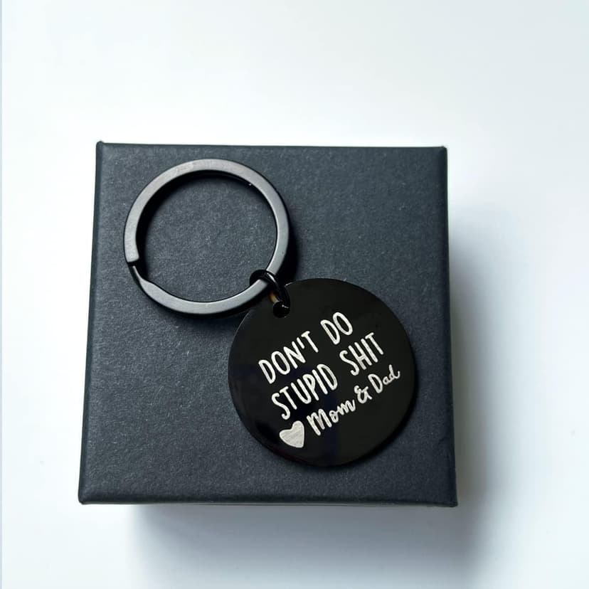 Funny Keychain Gift for Teenager from Mom, Don't Do Stupid Shit Keychain, Gift for Son Daughter Kids, Go to College Presents