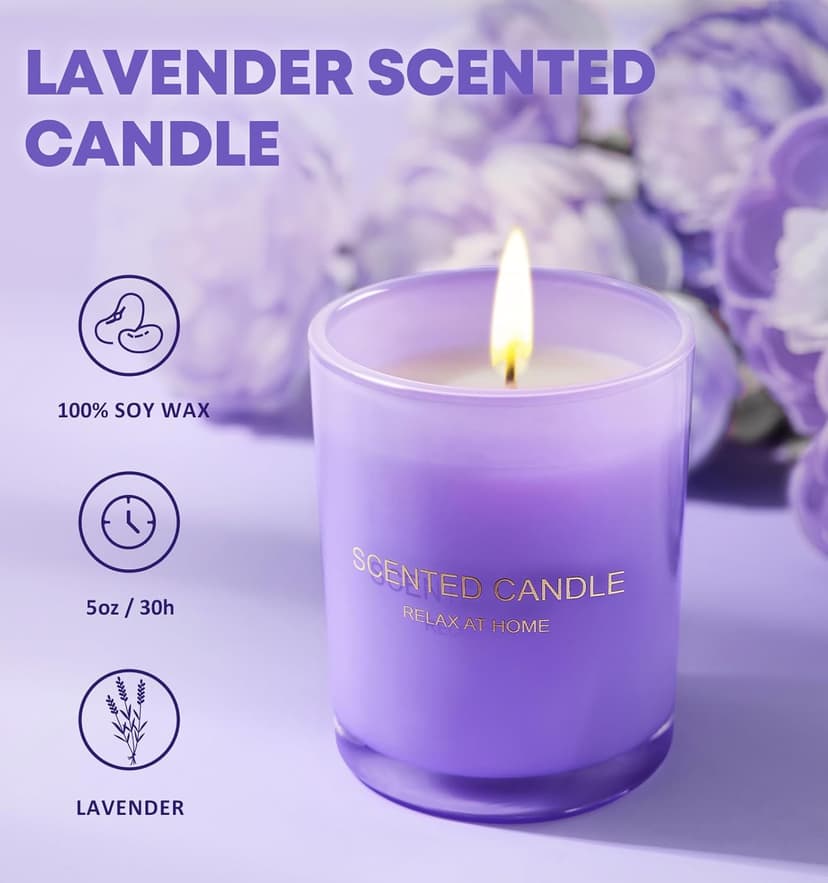 Mothers Day Gifts for Mom Daughter, Birthday Valentines Christmas Stocking Stuffer Gift Box for Women Wife Girlfriend Sister Best Friends Teachers, Violet Candle Gift Set, Self-Care Gifts for Her