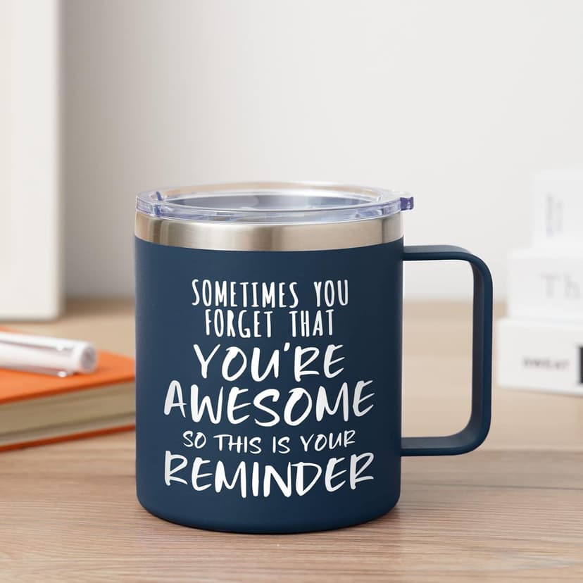 NOWWISH Birthday Gifts for Men - Awesome Coffee Mug, Inspirational & Holiday Presents for Men Him Boyfriend Husband, 14oz Navy Blue