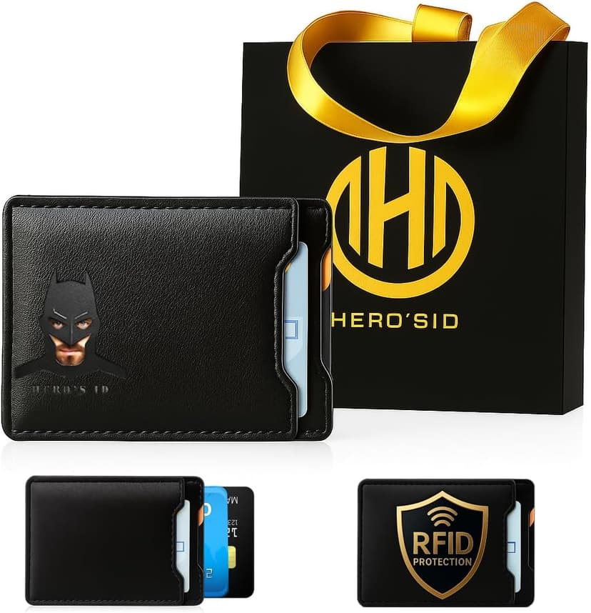 Leather Bat Wallet - Personalized wallet Man Woman, Superhero Mask - Slim Card Holder, Bat ID Heroic wallet- Unique Holiday Gift Birthday, Anniversary, for Dad, Husband, Boyfriend, Wife, Father's day