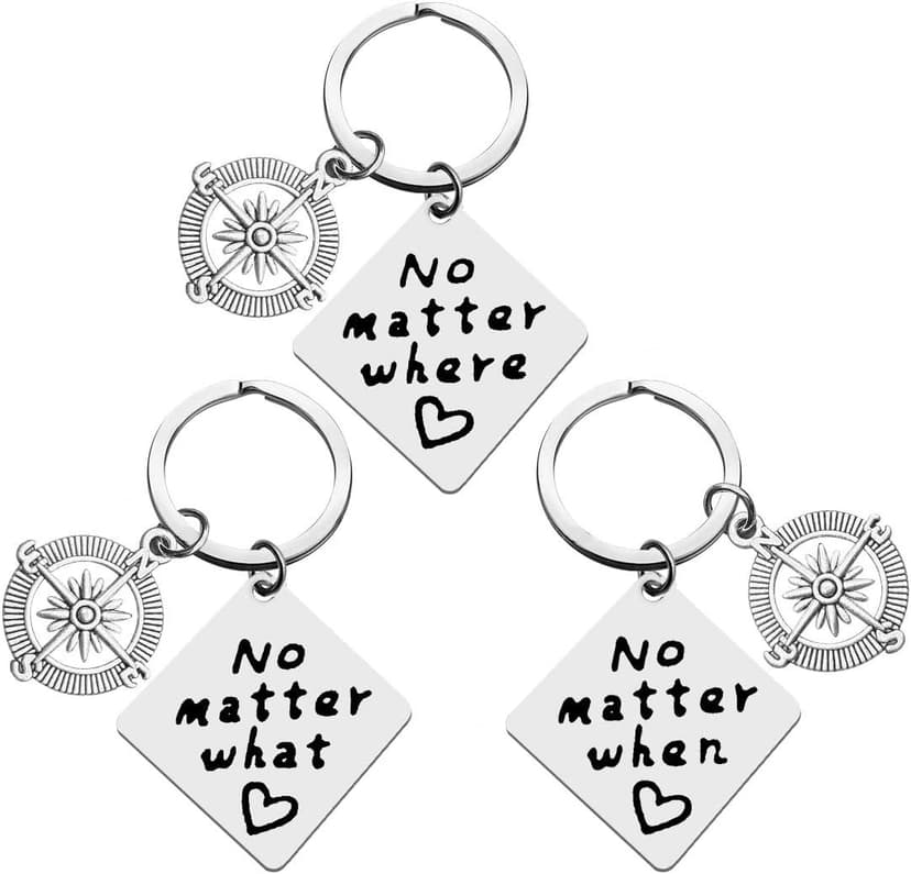 Ciyumu Best Friends Keychain Set of 3 Long Distance Relationship Friendship Gifts Graduation Christmas Birthday Gifts for Best Friends Sister Brother No Matter Where No Matter What No Matter When Keychain