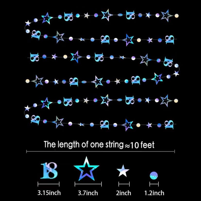 Blue 18th Birthday Garland Blue 18 Circle Dot Twinkle Star Streamer Happy Birthday Hanging Bunting Banner Backdrop for Boys Time to Adult 18 Years Old Party Decorations 30 Feet