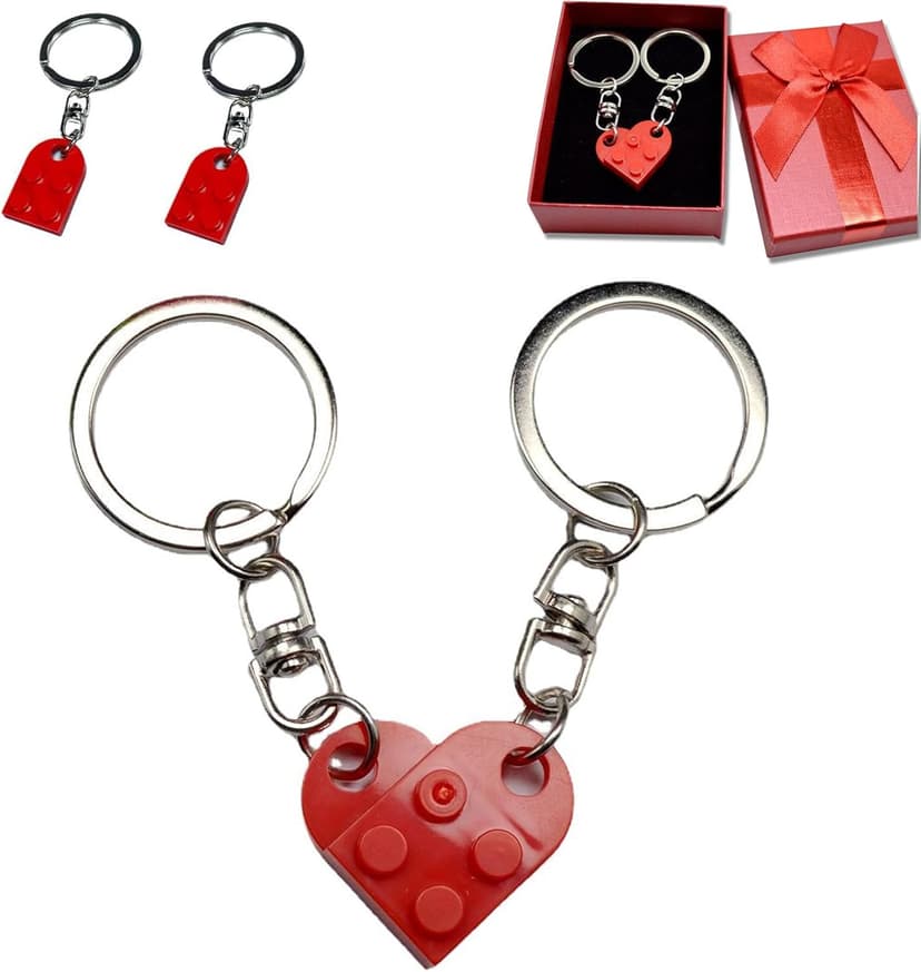Comes in Gift Box - Heart Brick Couple Matching Keychain for Boyfriend and Girlfriend Valentine Day bf and gf Matching Stuff