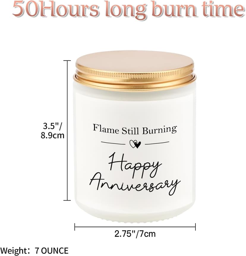 Happy Anniversary Couple Gifts - 10th, 25th, 40th, 50th Wedding Anniversary Candle Gifts for Him, Her, Husband, Wife - 7oz Lavender Soy Wax Scented Candle