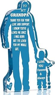 Grandpa Gift from Grandson Christmas Gifts for Granddad, Grandfather Birthday Gifts Idea from Grandson Best Grandpa Ever Gifts to My Grandpa Father's Day Gifts Acrylic Plaque Sign 5.1x3.2in