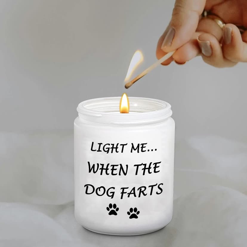 BFJLIFE Funny Gifts for Women Unique Dog Mom Dog Lovers Christmas Birthday Gifts for Her Sister Best Friend Girlfriend Wife Stocking Stuffers Light Me When Farts Lavender Scented Soy Candles