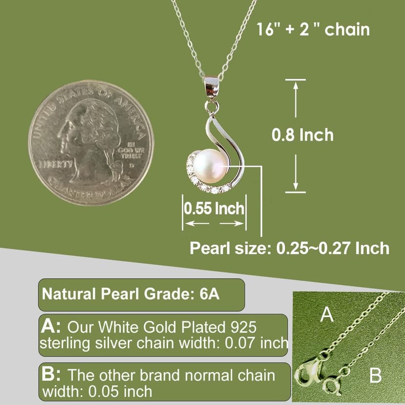 YEETONDA Granddaughter Necklace - Granddaughter Gifts from Grandma, Graduation Gifts for Her, Birthday Christmas Confirmation Wedding Keepsake Jewelry gifts for Granddaughter Teen Girls, Sterling Silver Freshwater Pearl Necklace