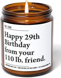 Happy 29th Birthday from Your 110 lb Friend - Funny Best Friend Birthday Gifts for Women - 30th 40th 50th 60th Year Old Party Supplies Decorations for Bestie, Sister, Her - 9oz Natural Soy Wax Candle