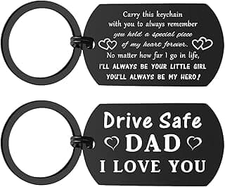 ENGZHI Drive Safe Dad Keychain - I Love You Gifts from Daughter Son, Daddy Birthday Gift Ideas Fathers Day Chirstmas for Men