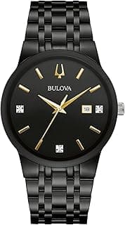 Bulova Men's Modern Gold Tone Stainless Steel 3-Hand Calendar Date Quartz Watch, Diamond Dial