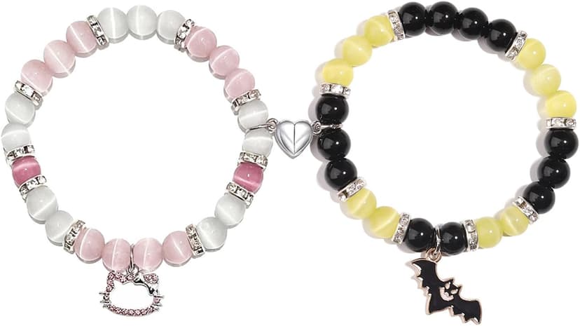 Korotho Matching Spider Bracelets for Couples Best Friend, Christmas Matching Heart Charm Bracelets Gifts for Couples Friends Spider Friendship Jewelry to Sister Bestie Long Distance Gift for Bf Gf