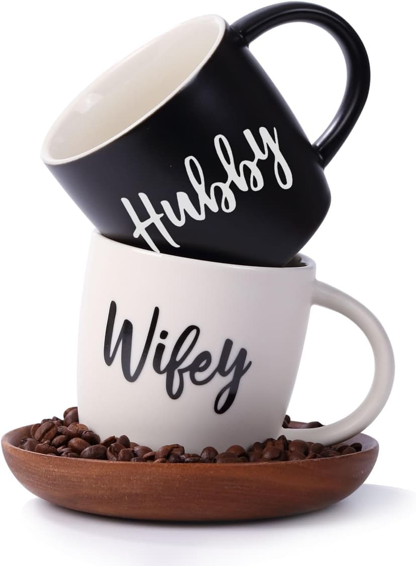 Christmas Gifts for Couples 2025, Wifey Hubby Mugs Set of 2 Coffee Mug, Bridal Shower Gift, Mr and Mrs Coffee Mug, Wedding Couples Gift for Bride Groom, Thanksgiving Gifts