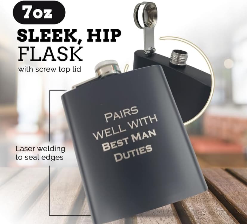 Groomsmen Proposal Gift, Groomsman Gifts, Best Man Gifts from Groom, Groomsmen Flask, Bestman Gift from Groom, Best Man Proposal, Flasks for Liquor Pairs Well with (Best Man Duties)