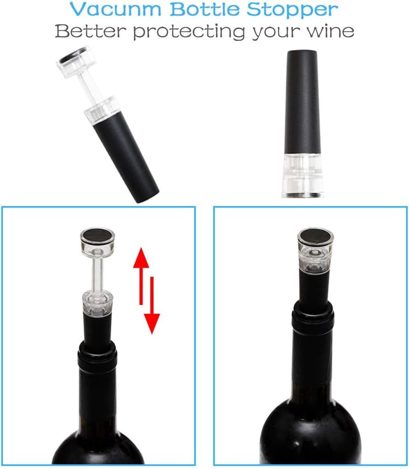 Electric Wine Bottle Opener Automatic Wine Opener Rechargeable Electric Corkscrew with Wine Aerator,Foil Cutter,Wine Stopper,USB-C Charge Cable, Wine Gifts For Women Wine Lovers(Silver)