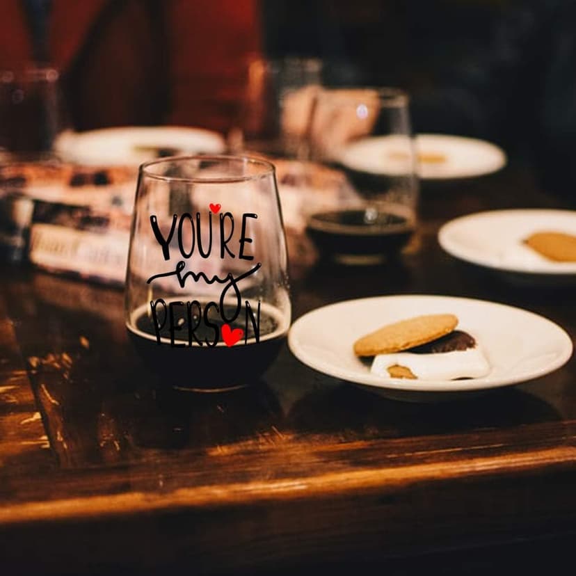 Perfectinsoy You're My Person Funny Stemless Wine Glass, Best Friend Wine Glass for Women, Perfect Birthday, Wedding, Christmas, Mother's Day Gift for Women Friend