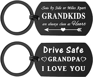 ENGZHI Grandpa Birthday Gifts Grandpa Keychain - Drive Safe I Love You Gifts from Grandkids - Grandfather Fathers Day Christmas Keepsake
